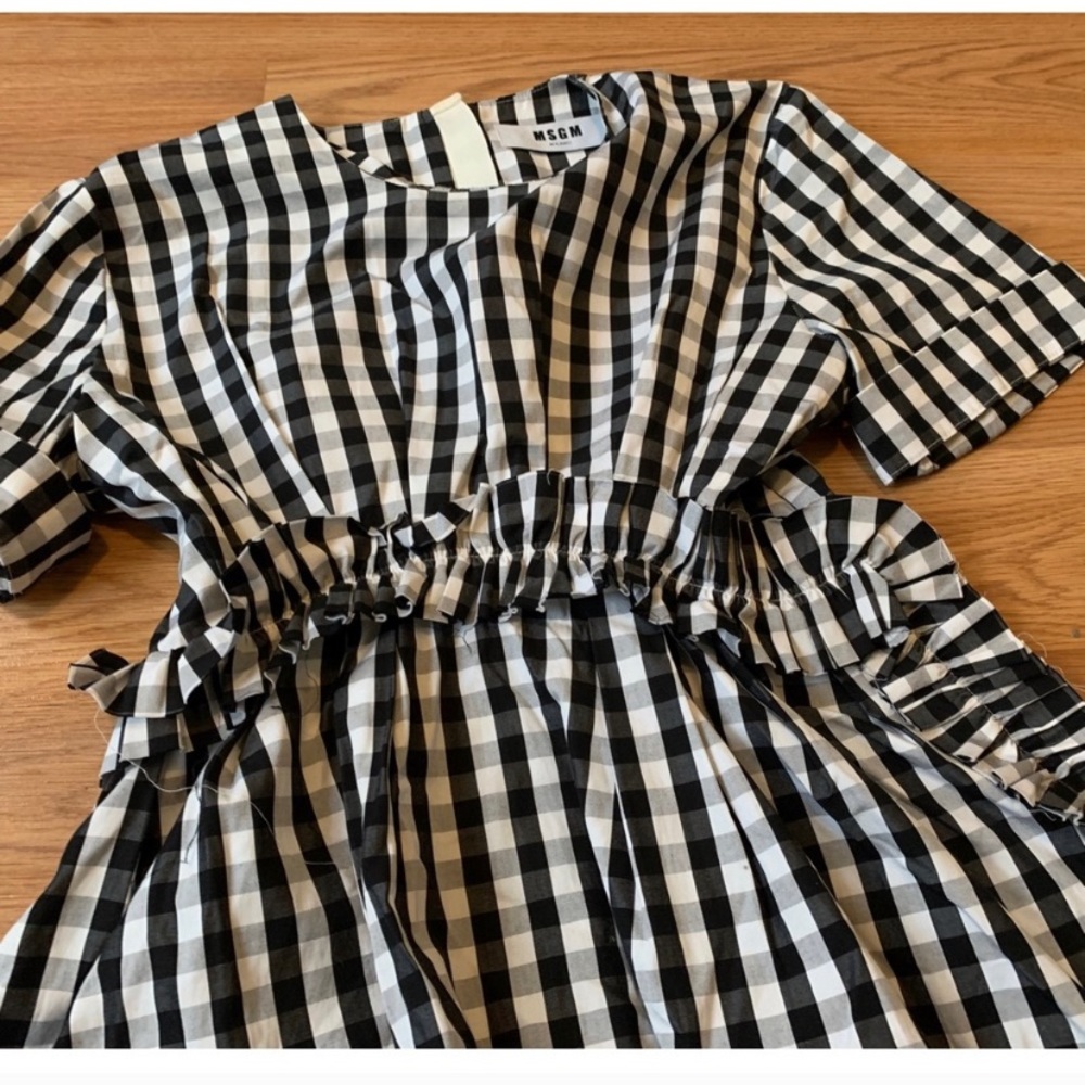 MSGM—Check Ruffled Detailed Blouse | Black 99 - Picture 6 of 6